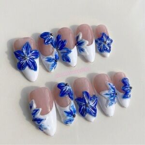 Blue Orchid | press on nails | Handmade